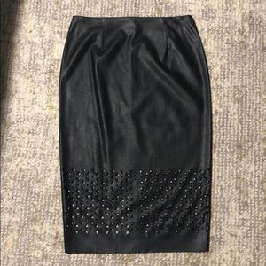 Sans Souci Laser-Cut Midi Faux Leather Skirt